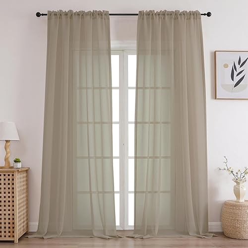 CUCRAF Cortinas traslĂşcidas para ventana para dormitorio, sala de estar, 2 paneles de cortinas neutrales de gasa con bolsillo para barra, juego de 2 CUCRAF Cortinas traslĂşcidas para ventana para dormitorio, sala de estar, 2 paneles de cortinas neutrales de gasa con bolsillo para barra, juego de 2