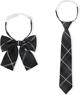 Striped Ties for Women, JK Uniform Bow Tie for Women Plaid Girls Necktie Adjustable for Trip School Cosplay