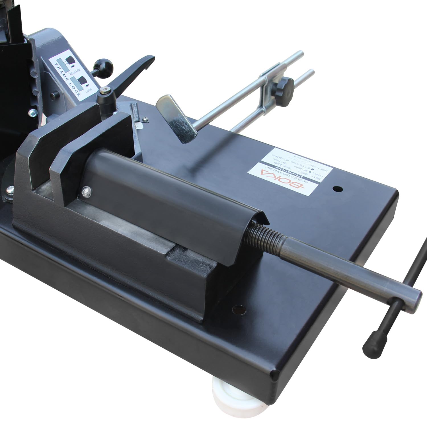 BOKA Metallbandsäge Vario-Speed 40–88 m/min, Gehrungsschnitt 0–45°, Rohrschnitt bis Ø85 mm, 230V/1000W, BS-85 transportable Säge mit hoher Schnittpräzision, Inklusive Sägeband