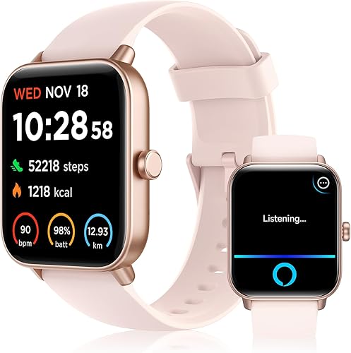 Smart Watch for Women (Alexa Built-in & Bluetooth Call), 1.8" Smartwatch with SpO2Heart RateSleepStress Monitor, CalorieStepDistance Counter, 100