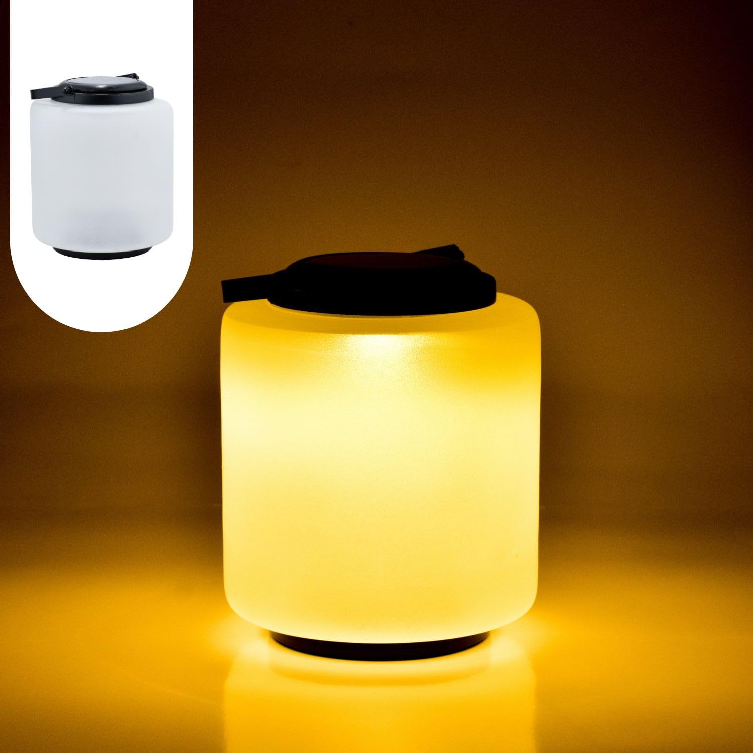2er Set Moderne Solarlaterne Erlin handgemacht aus Glas in Weiß 33 cm