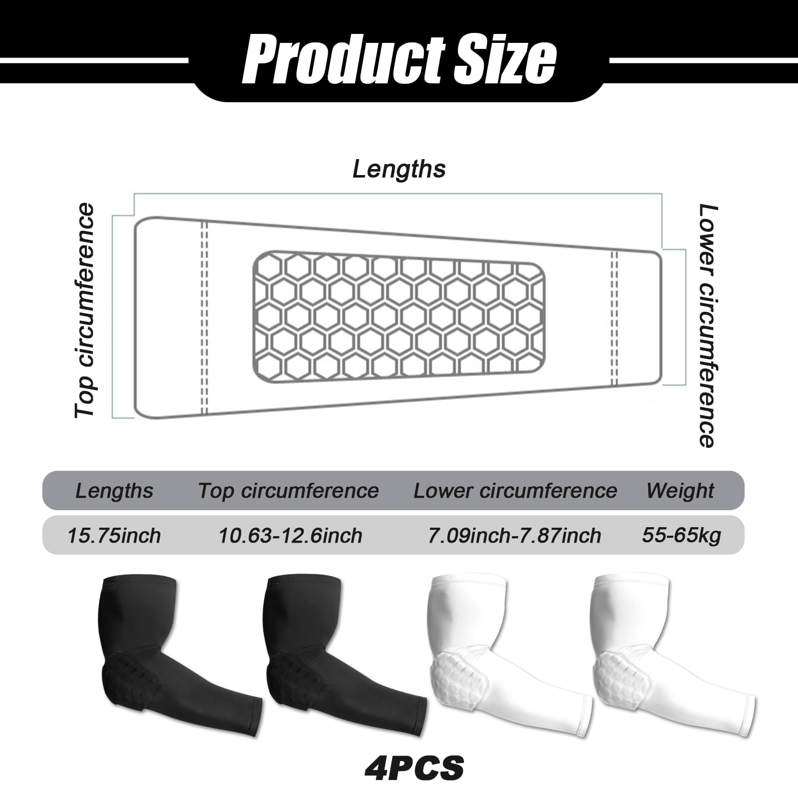 4er-Pack Arm Sleeve Set - Verdickte Armwärmer Ellenbogenschoner, atmungsaktive und elastische Armhülsen mit verbessertem Ellbogenschutz