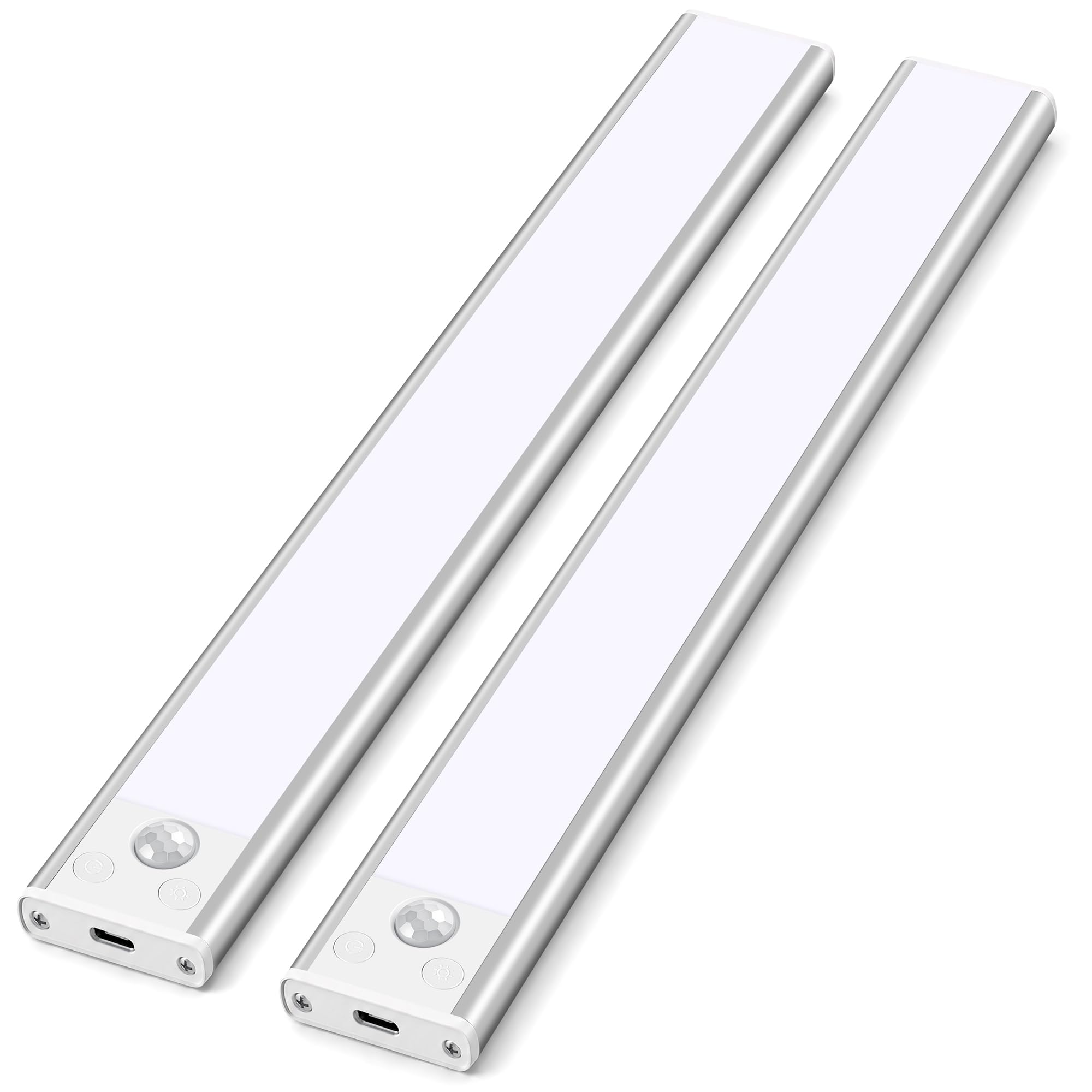 Under Cabinet Kitchen Lights Cupboard - LED Motion Sensor Light Indoor - 2200mAh Rechargeable Battery Operated - Wardrobe Strip Lighting Magnetic Stick Wireless USB Powered Shelf Stairs Counter Closet
