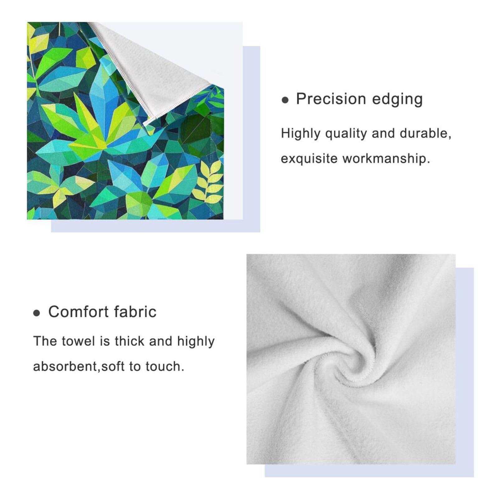Set di 3 asciugamani assorbenti per il viso con foglie astratte geometriche, 1 asciugamano da bagno, 1 asciugamano per le mani, 1 panno per yoga, bagno, cucina