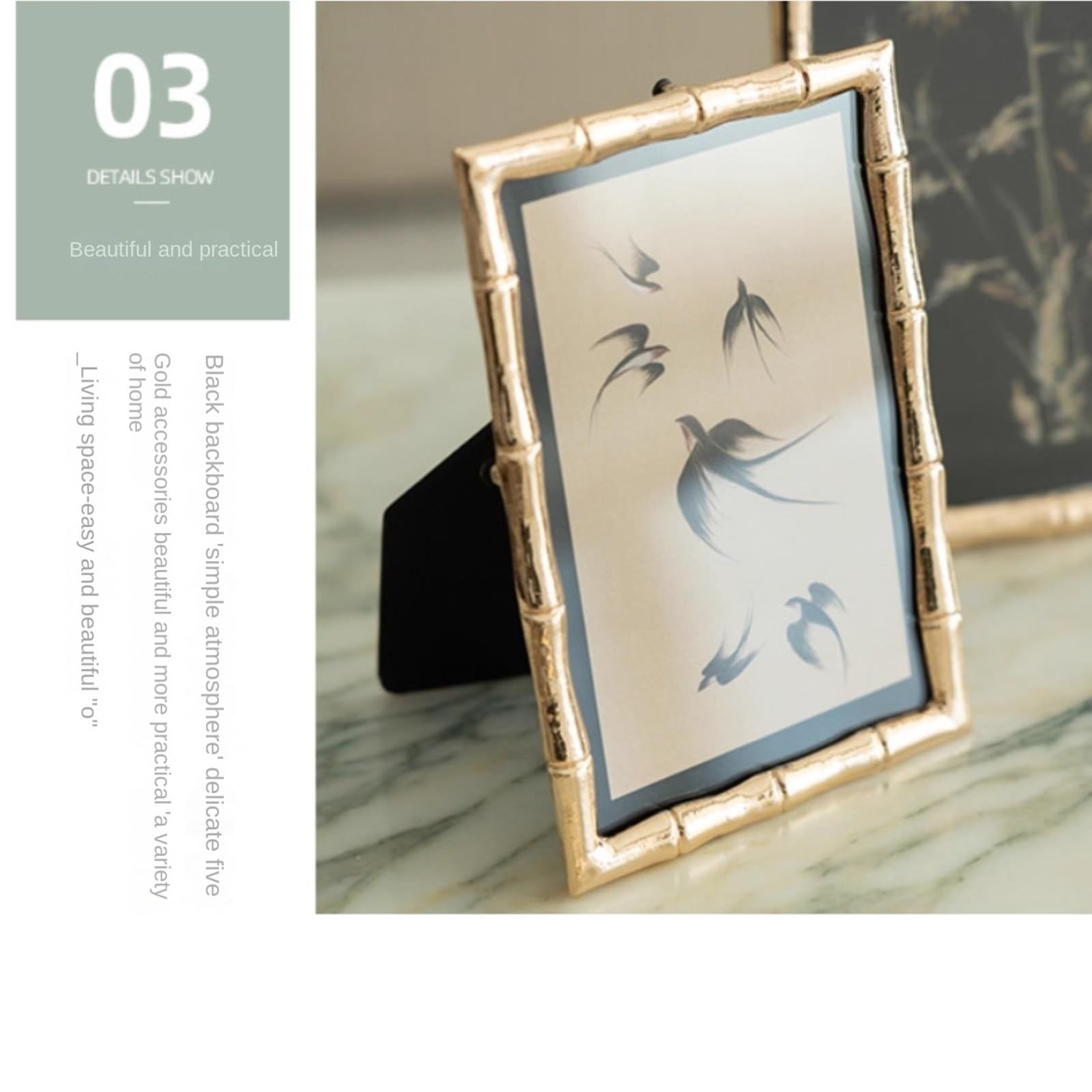 Rama na Zdjęcia Fotoramka Prosta Metalowa Ramka Na Zdjęcia, Dekoracyjna Rama Do Portretu Stół Pamiątkowa(Gold,7inch)