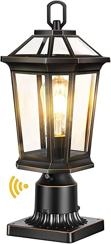 Miniatura 1 de VIANIS Luces de poste para exteriores del atardecer al amanecer, postes de luz negro mate para exteriores con base de montaje en muelle, marco 100%