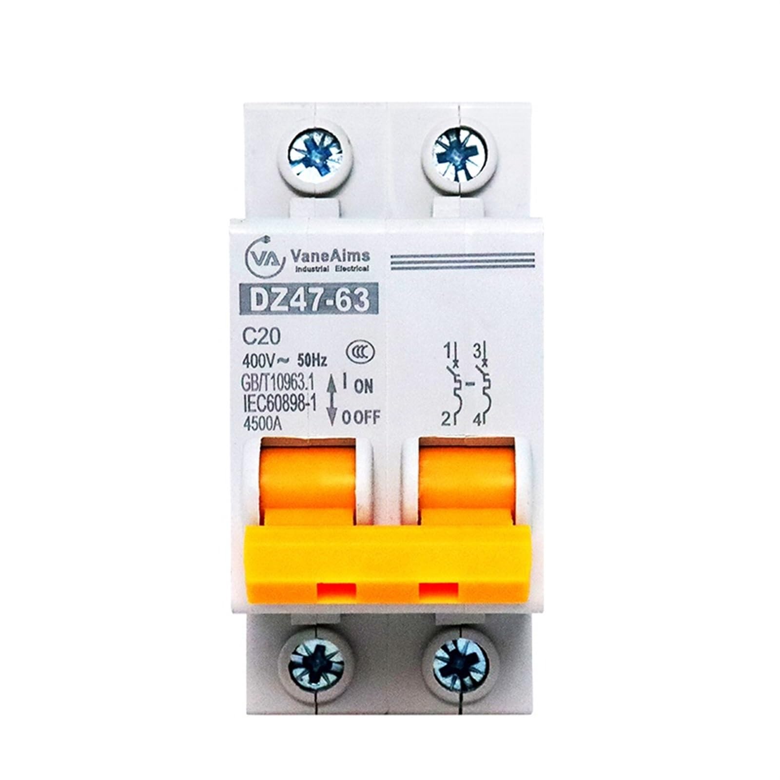 Lhnbgtuiw 1 Ac 400V 2P Pv Mcb Solar Circuit Breaker 6A 0A 6A 20A 25A 32A 40A 50A 63A Photovoltaic Overload Protection Air Switch(25V)