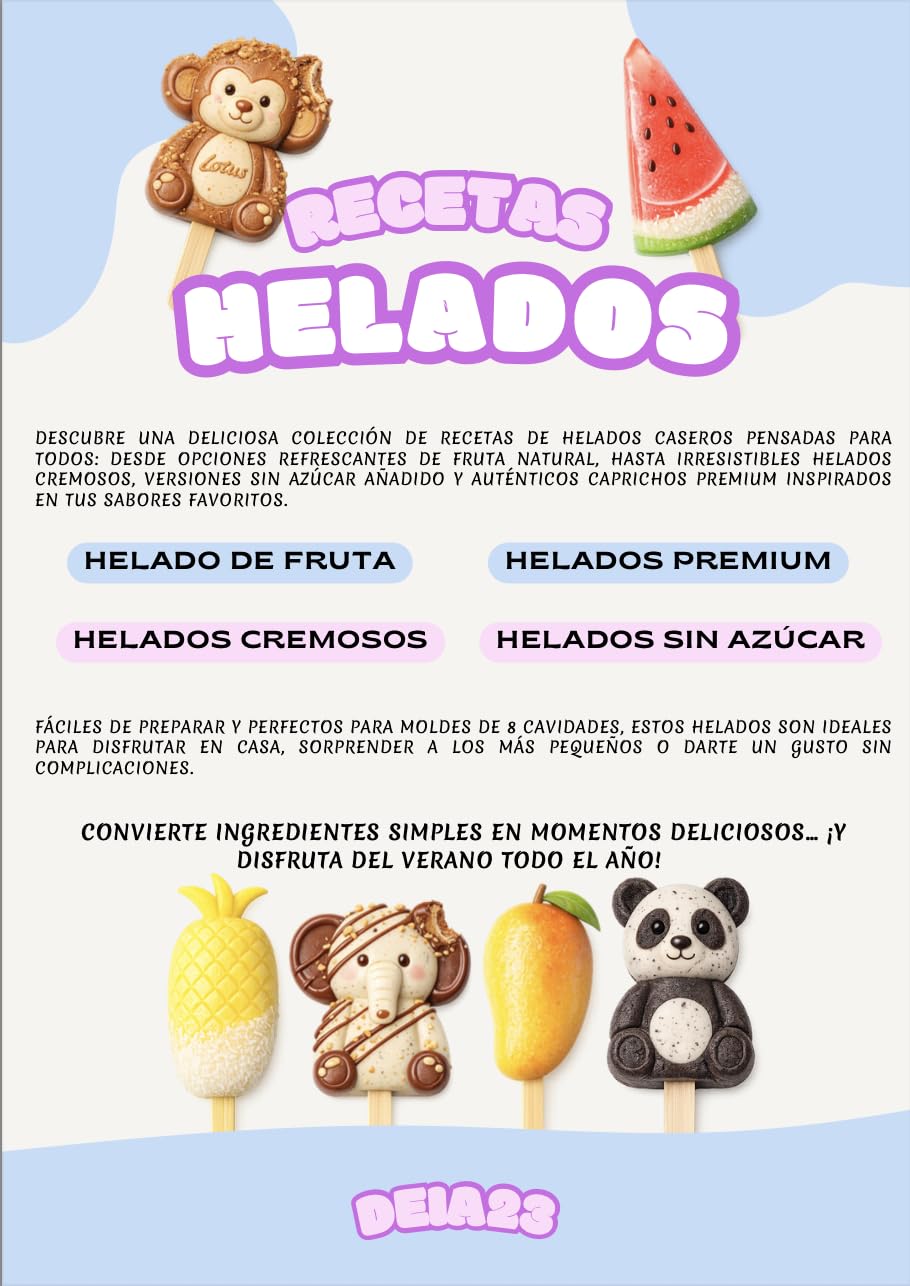 Molde Premium de Silicona para Helados – 8 cavidades para Helados Caseros | Reutilizable | Fácil de Desmoldar y Limpiar | Ideal para Niños | Libre de BPA (Animales) | Incluye Ebook QR con Recetas — view 7