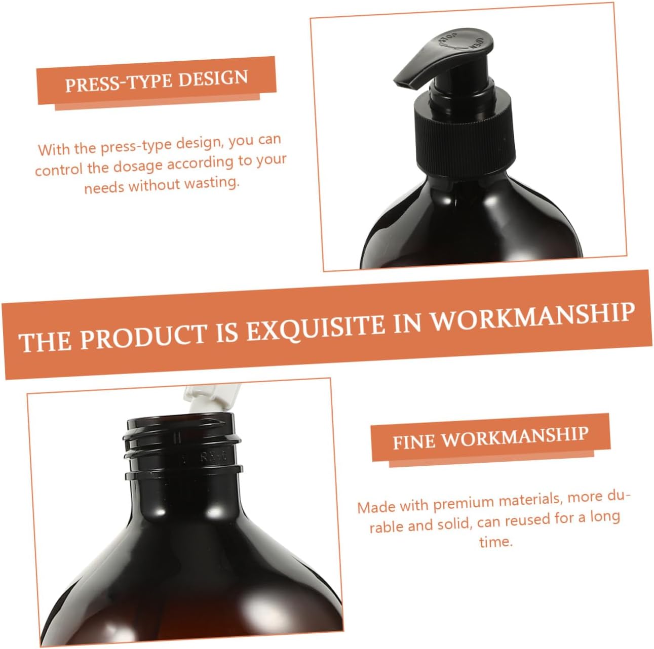 3pcs Hand Soap Dispenser Bottle 500ml PET Coffee Refillable Xmas image 3