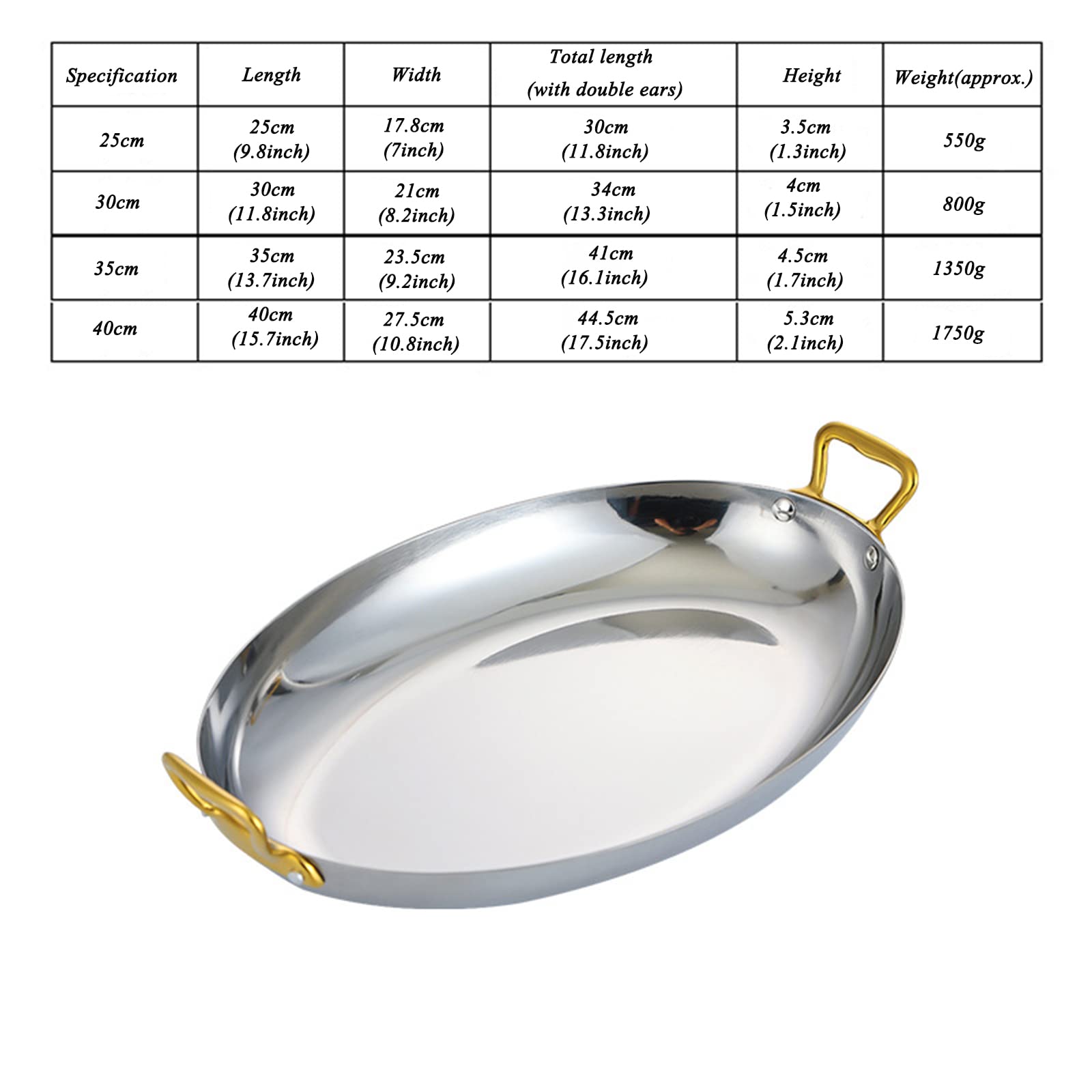 Piatto da portata in acciaio inox con doppi manici, piatto ovale per antipasto, vassoio per frutti di mare per pesce, carne, sushi e dessert, perfetto per feste e riunioni
