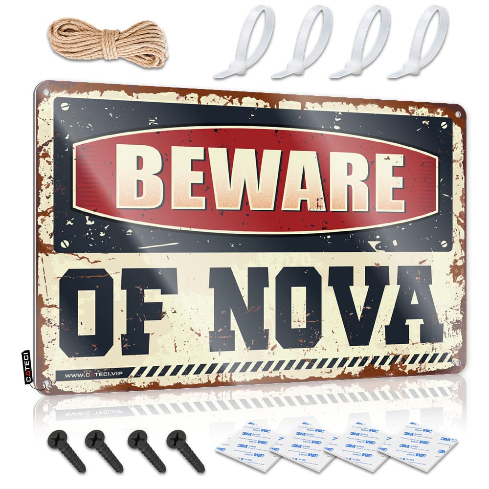 Funny Signs For Bar Beware Of Nova Tin Sign Personalized Bar Signs Funny Outdoor Signs(20X30CM)