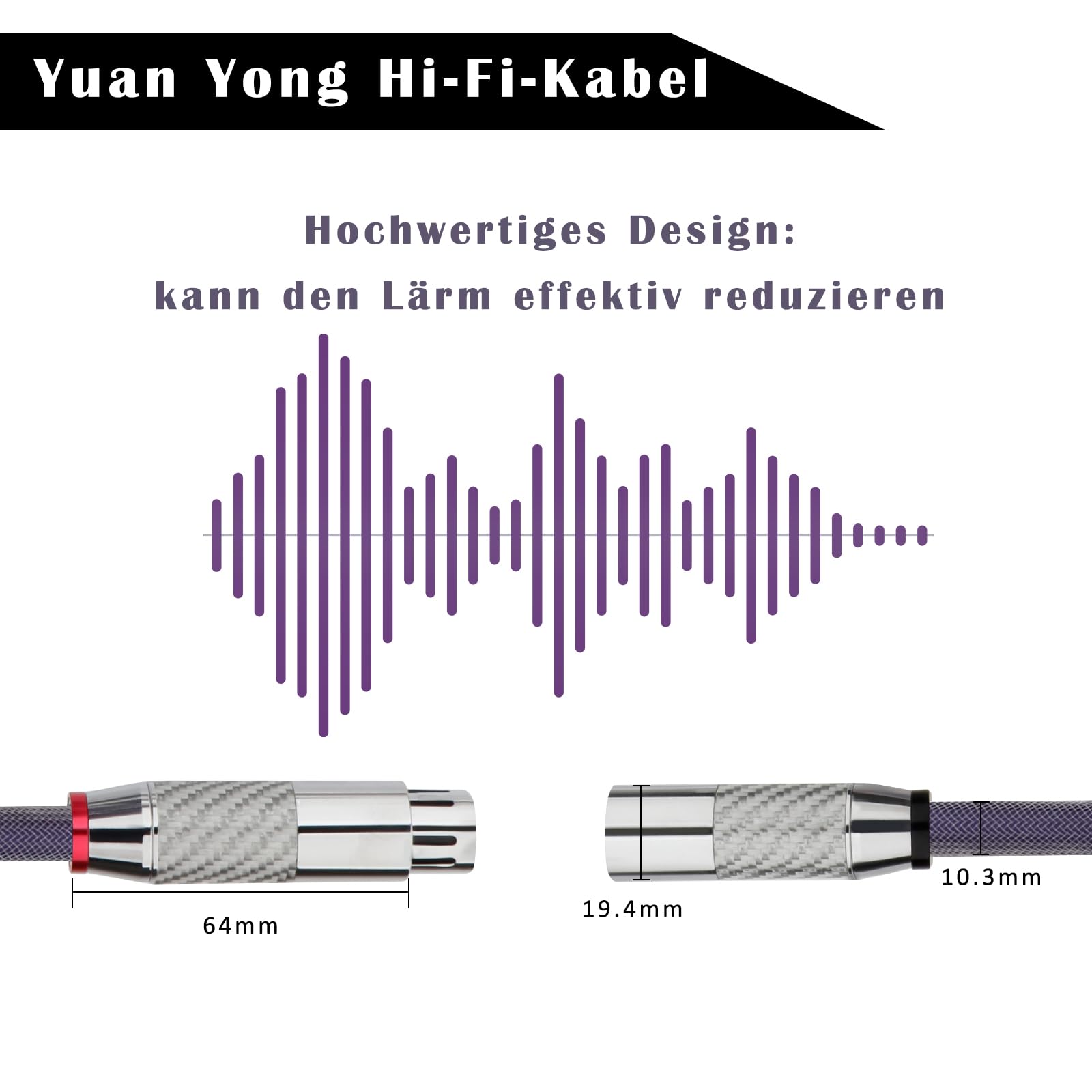Hi-end XLR Cable de audio de 18 AWG, cable de micrófono XLR de 3 pines macho a hembra 8N OCC cable estéreo con fibra de carbono conector de rodio para estudio grabación micrófono escenario DJ