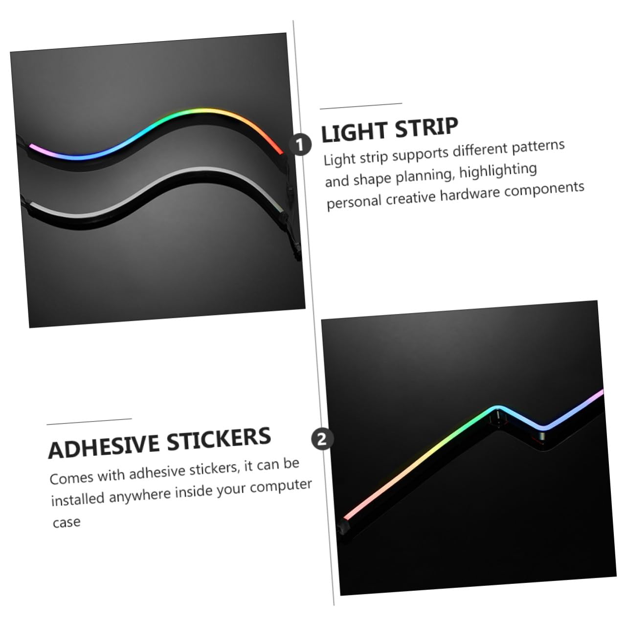 UPKOCH 2 Stück Argb LED Lichtleiste 400mm für PC Gehäuse mit 28 Leds Abs Material Flexible Beleuchtung mit Aufklebern für Mainboard und Computergehäusebeleuchtung