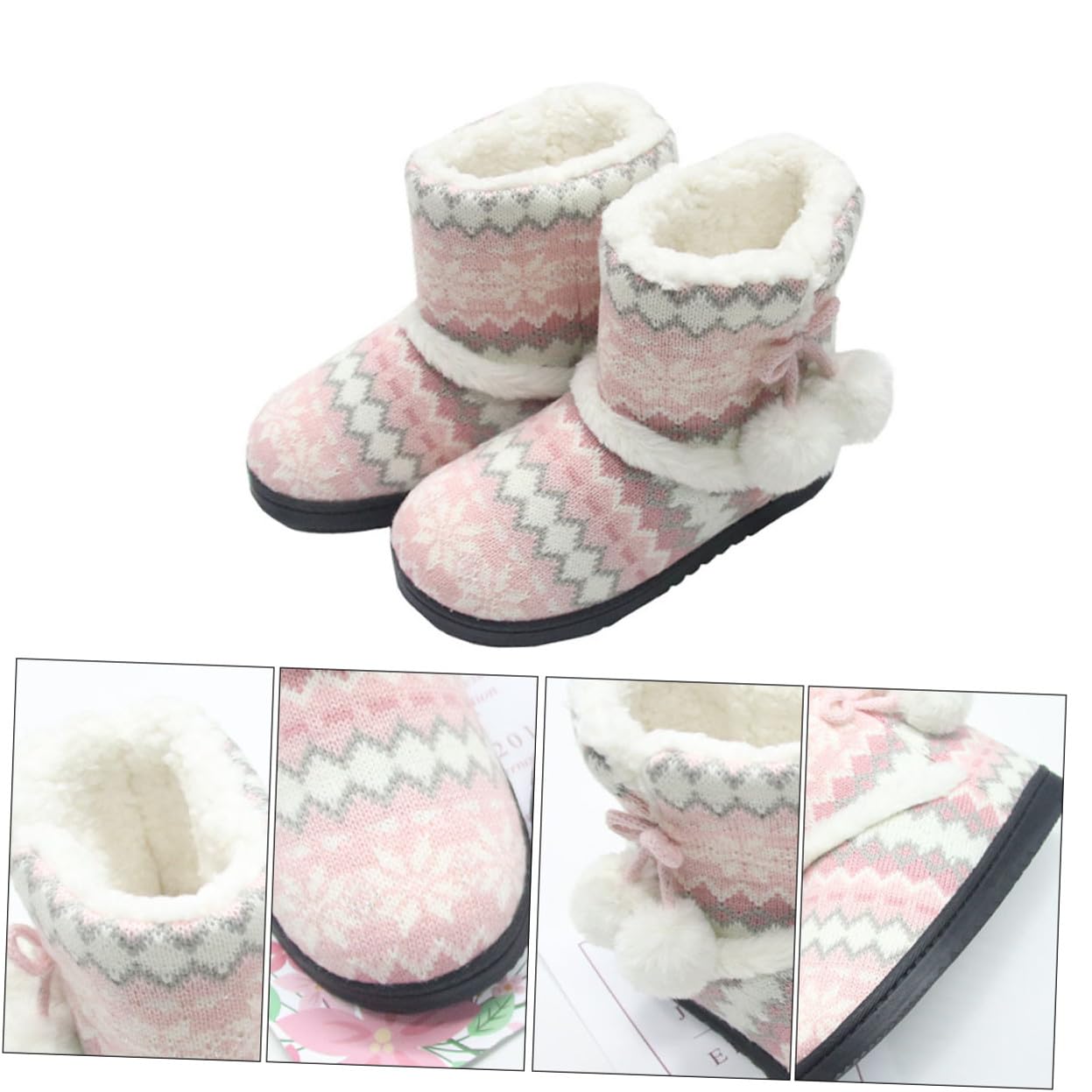 Zapatillas de Casa para Mujer Invierno con Forro de Felpa Cálido Botas de Algodón Gruesas Antideslizantes para Interiores Engrosada y Diseño Completo para los Pies Calientes