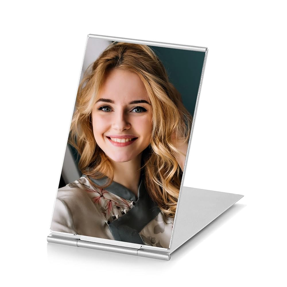 MIRRORNOVA Mirrornova Folding Mirror, Compact Ultra-Slim Small Portable Travel Size Makeup Mirror (Aluminum Shell, 3.3inch)