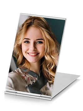 Compact Mirror, 3.3" L x 2.2" W, Small Mirror for Travel, Silver | Mini Mirror for Purse, Pocket, Desk; Ultra-Thin & Light Aluminum Fits Travel Accessories; Folding Mirror for Desk & Handheld