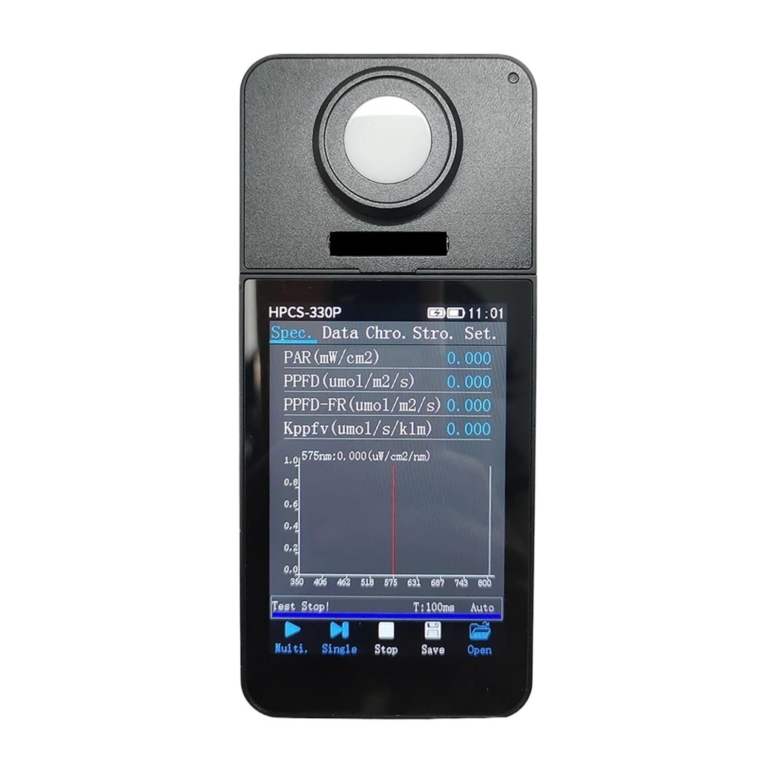 HPCS-330P Handspektrometer, hochpräziser drahtloser Lichtspektrumanalysator 350–800 nm, PAR-PPFD-Messgerät mit PC-Software für Plant Growth Lab