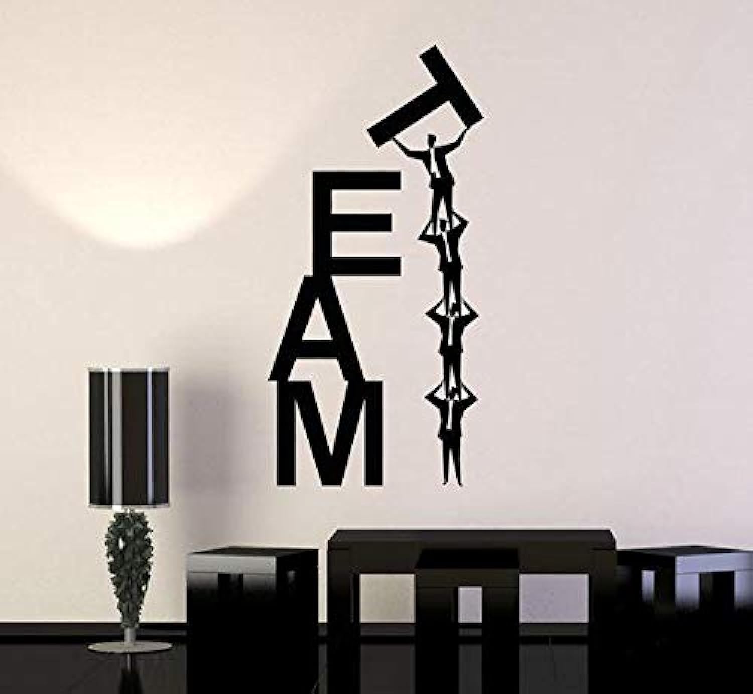 Team Work Quote Wall Sticker Decal for Office Motivation | Black Vinyl 50x100cm | Inspirational Wall Art for Workplace, Home & Study Room | Spoil Your Wall