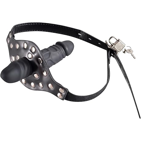 Double-Cock Dildo Penis Mouth Gag Double-Cock Dildo Penis Mouth Gag Plug, Padlock...