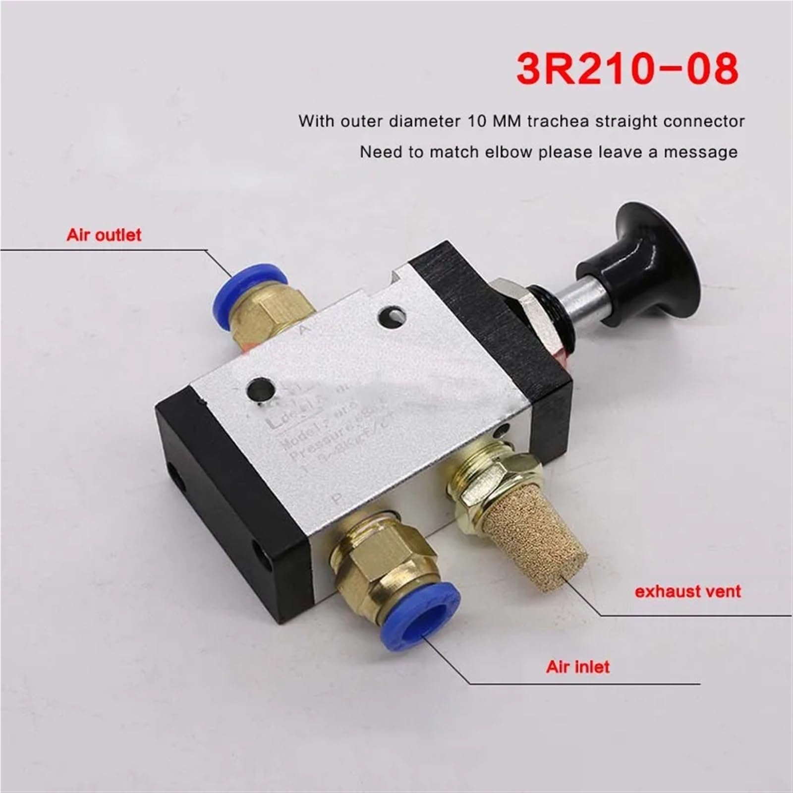 3R210-08 4R210-08 Valvola meccanica Interruttore pneumatico 5 porte 2 posizioni 1/4 pollice Valvola di controllo manuale 1 pz(3R210-08,6mm joint)