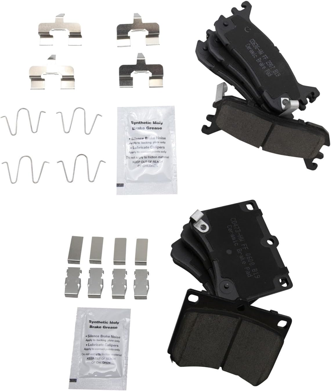 TRQ Front and Rear Brake Pad Set Ceramic Hardware Compatible with 1997-2003 Ford Escort 1995-1998 Mazda Protege 1997-1998 Mercury Tracer