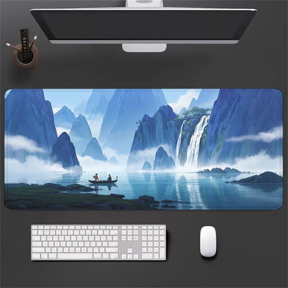 Giapponese Tappetino Mouse XXL 1000x500x3mm, Gaming Tappetino Mouse Paesaggio Mousepad con Base in Impermeabile Gomma Antiscivolo per Tastiera, PC, Computer Ufficio Idea Regalo Festa del Papà X-930