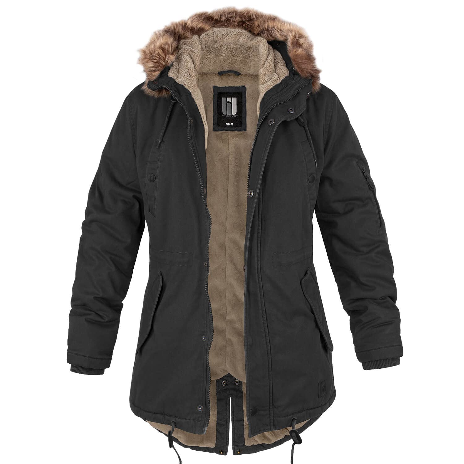 bw-online-shop Ladies Fishtail Winterparka mit Teddyfutter Parka Jacke Wintermantel