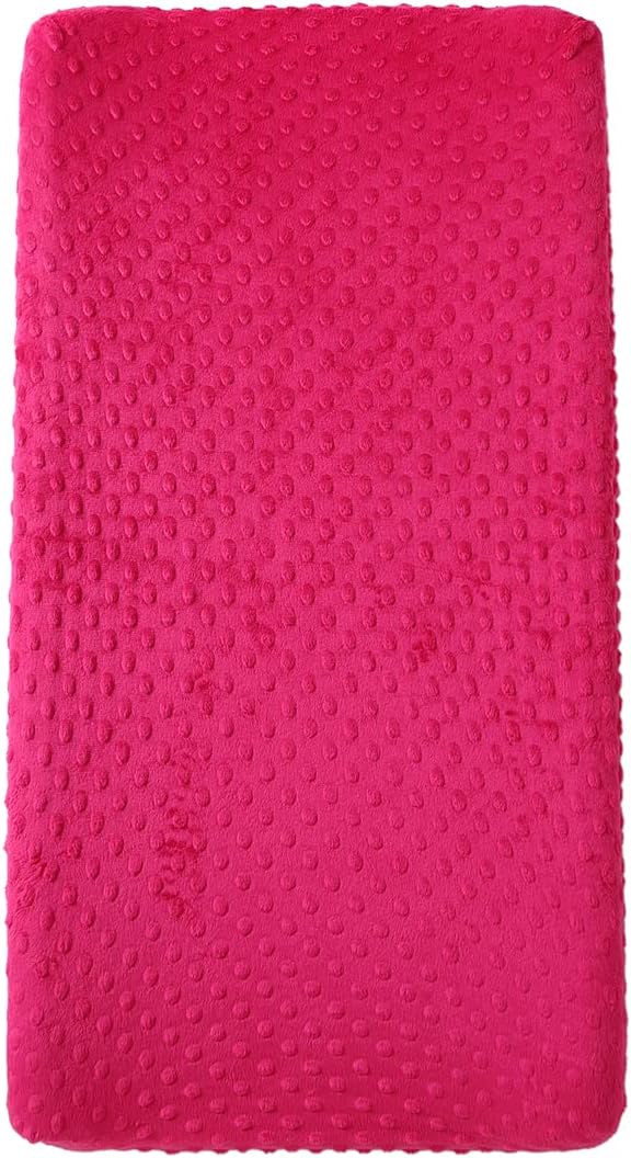 Changing Pad Cover, Soft Minky Dots Changing Table Sheets for Baby Boy and Girl, Diaper Changing Table Cover Fit 32"/34'' x 16" Pad (Fuchsia Purple)