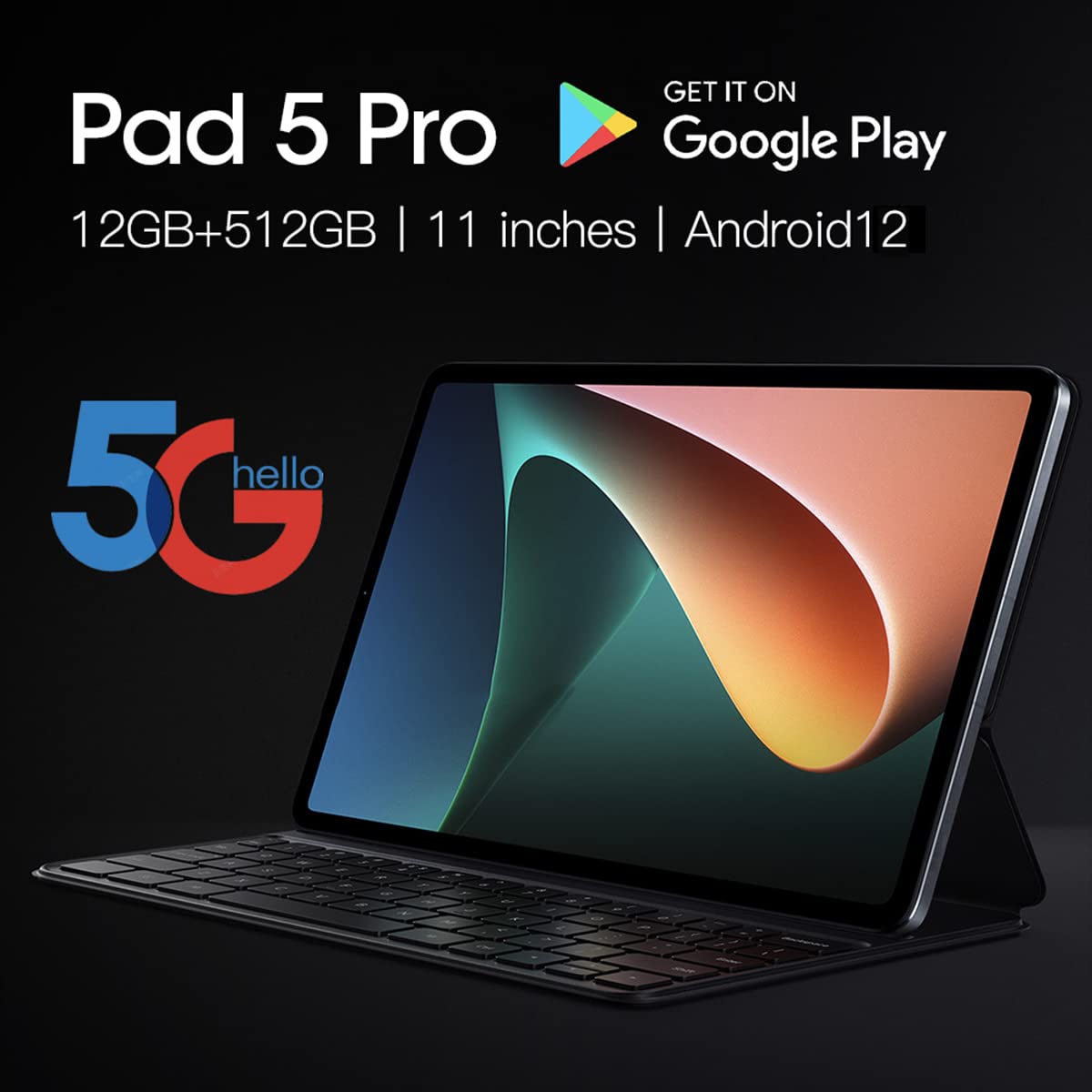 Tablet Pad 5Pro WiFi, 512GB, 12GB RAM, Tela IPS 11