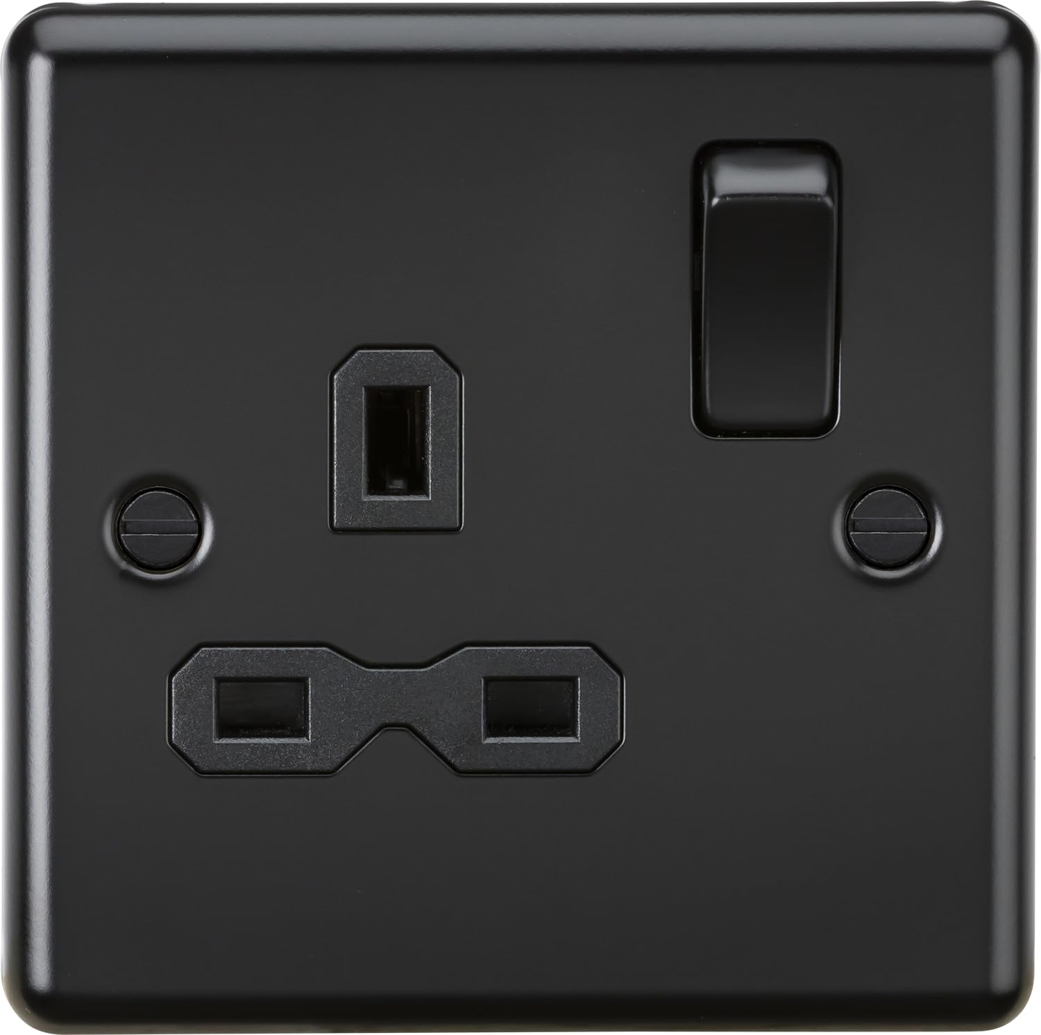 Knightsbridge Matt Black 13A 1G Dp Switched Socket