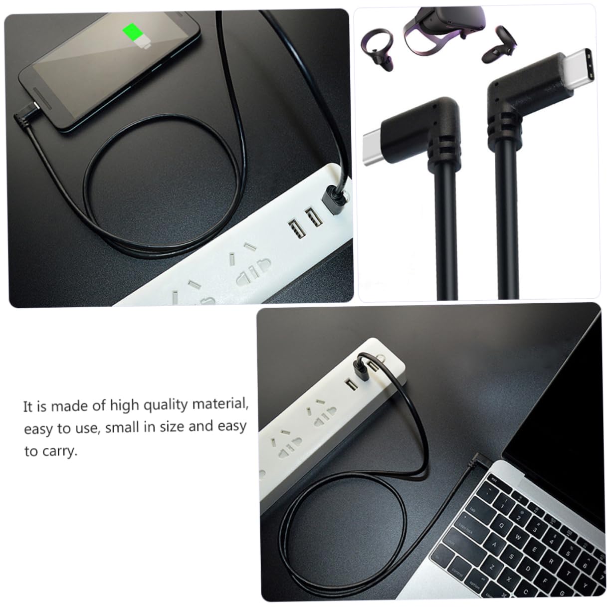 Housoutil 3 Pz oculusquestvrlinkcabledp di ricarica rapida da 3 m cavo di tipo c cavo USB c addominali Black