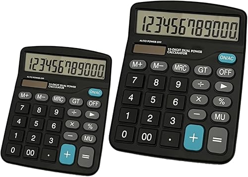 Calculadoras de escritorio de 12 dígitos con pantalla LCD grande para estudiantes calculadoras solares de escritorio básicas de doble alimentación