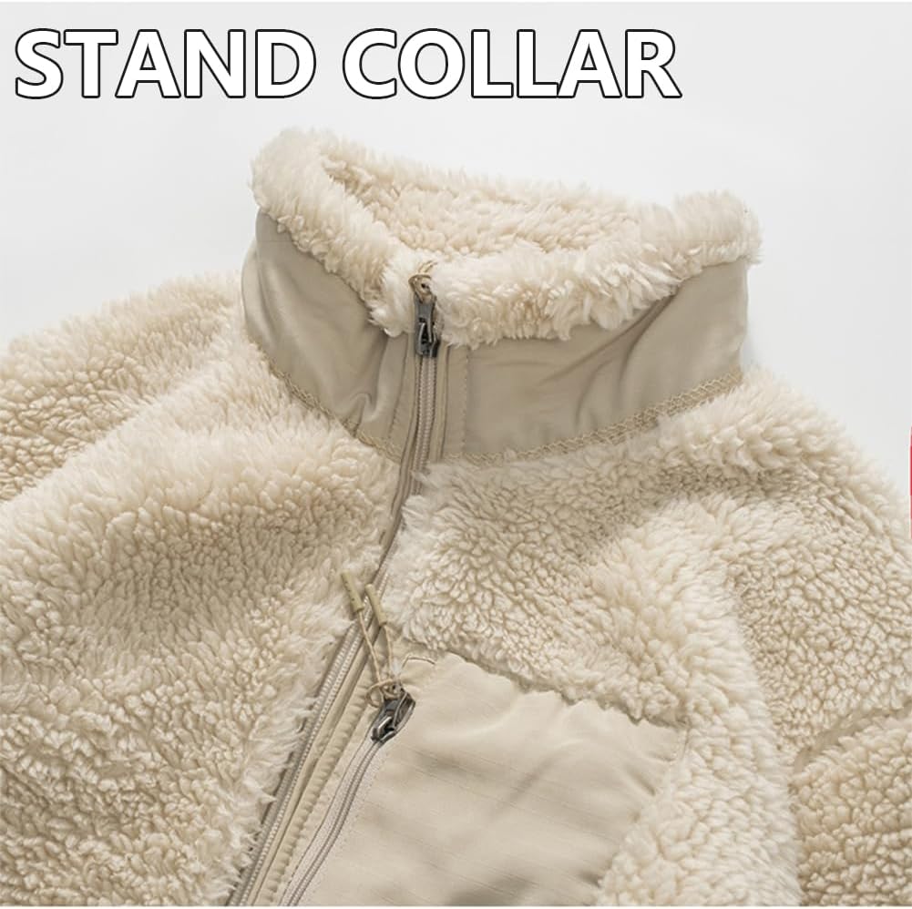 XYGJZ Mens Sherpa Fleece Jacket Lightweight Full Zip Outdoor Casual Coat Soft Warm Outwear Jacket