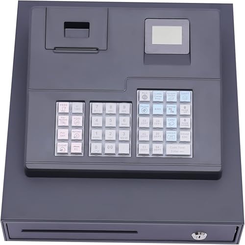 DNYSYSJ Caja registradora, sistema POS con impresora térmica, caja registradora multifuncional, 39 teclas, 8 pantallas LED digitales, caja