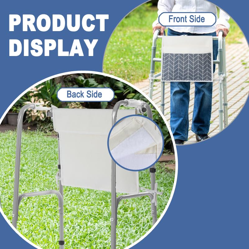 TOGETRUE Walker Bag - Cesta de almacenamiento de fácil acceso con 2 bolsillos grandes, bolsa de accesorios para andador plegable, sillas de ruedas, cochecitos, 13 x 14.5 pulgadas