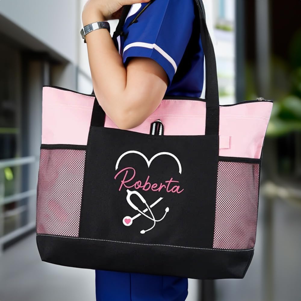 Personalized Multi-Design Nurse Tote Bags for Women - Custom Name Nurse Gifts - RN & CNA Medical Bags