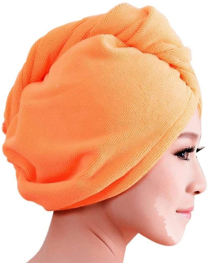 A Liittle Tree Orange - Large Size Magic Microfibre Hair Wrap Towel Hat Turban Quick Drying Dry Cap Bath (2 )
