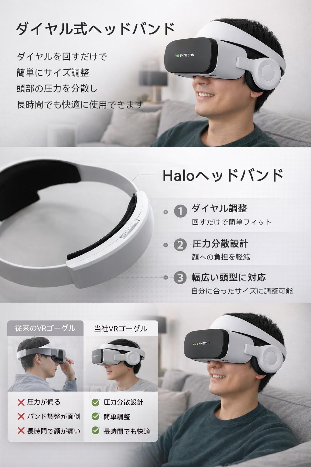 VRゴーグル スマホ用【顔への圧迫を軽減するHaloバンド】Bluetoothヘ Amazon | VRゴーグル スマホ用【顔への圧迫を軽減するHaloバンド