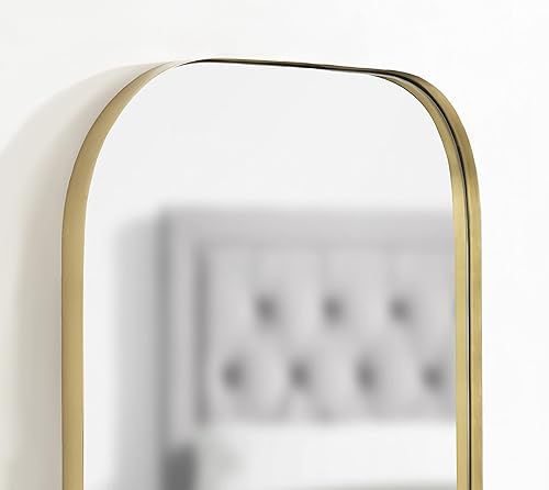 Miniatura 4 de Kate and Laurel Rollo - Espejo rectangular redondeado moderno, 20 x 30 pulgadas, plateado, espejo decorativo con marco de metal con esquinas de radio