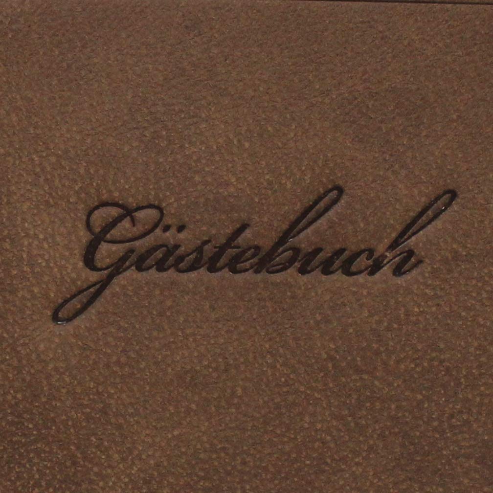 Gästebuch braunes Wasserbüffel Leder mit Büttenrand und Prägung, extra dick mit 450 Seiten