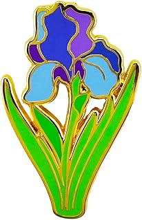 Enamel Pin,Blue Flag Iris Lapel Pin,Emotion Support Brooch,DIY Decor Collection,Birthday Wedding Anniversary Memorial Day Funeral Social Charity Party Flower Badge,Pin for Plant Lover