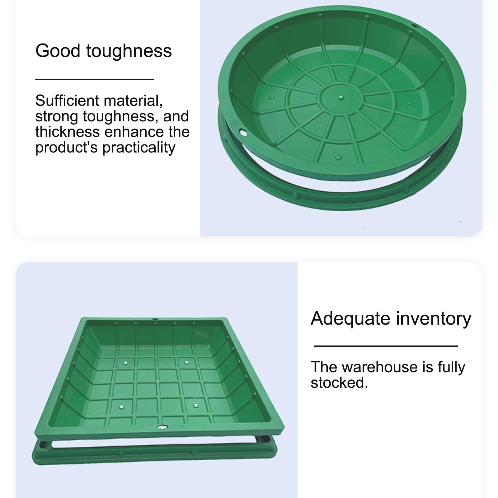 Ble, copertura e telaio settico in plastica verde, 60 cm, per tubo di drenaggio, copertura per pozzetto per aree pedonali, coperchio di accesso alle acque reflue durevole e resistente alle intemperie