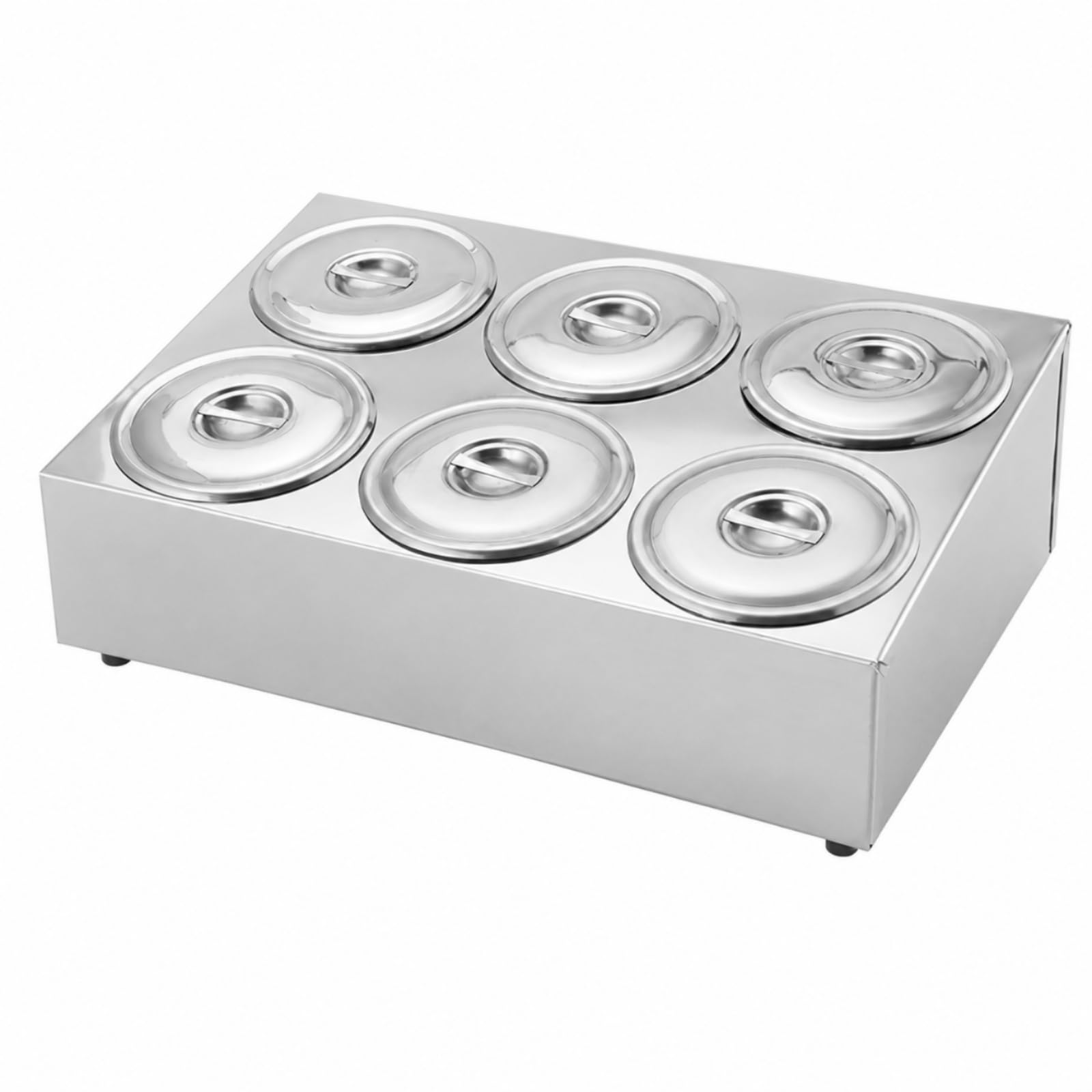 Distributeur de Condiments Boîte Organisateur Casier Réservoir en Acier Inoxydable à 6 Compartiments Disposition en Deux, Style to 1