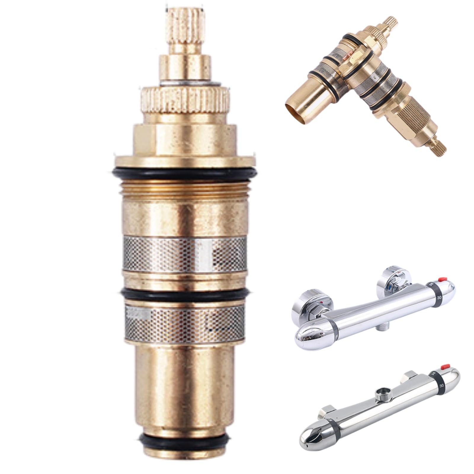 Thermostatic Br/Ass Shower Cartridge,Thermostatic Bath Mixer Tap Shower Valve Handle Spare Repair Kit,Thermostatic Shower Valve Cartridge,Replacement Shower Cartridge,Temperature Control Br/Ass