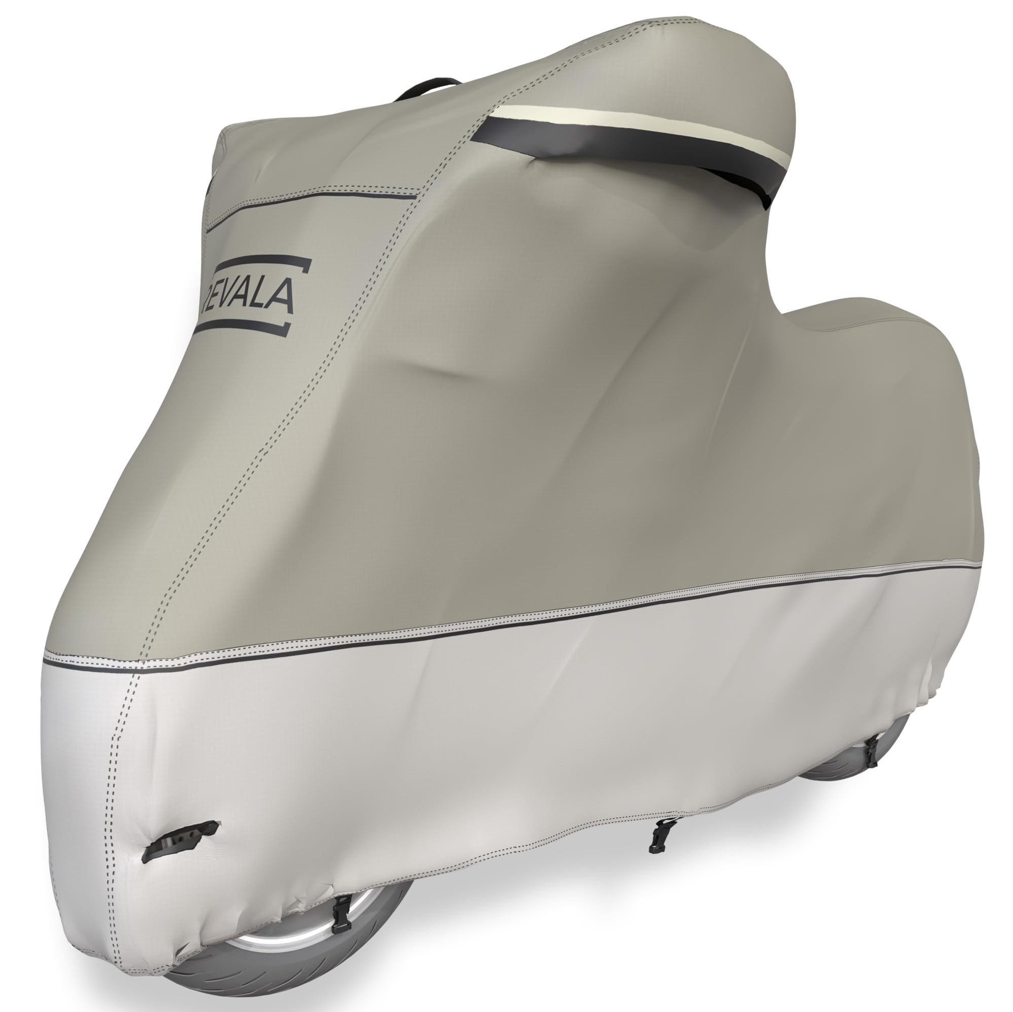 REVALA® Motorrad Abdeckplane Outdoor & Indoor | Wetterfeste Motorrad Garage | wasserdichte Motorradplane für Roller | Robuste Roller Abdeckung für draußen | Hitzebeständig + Tasche | 225x100x125cm