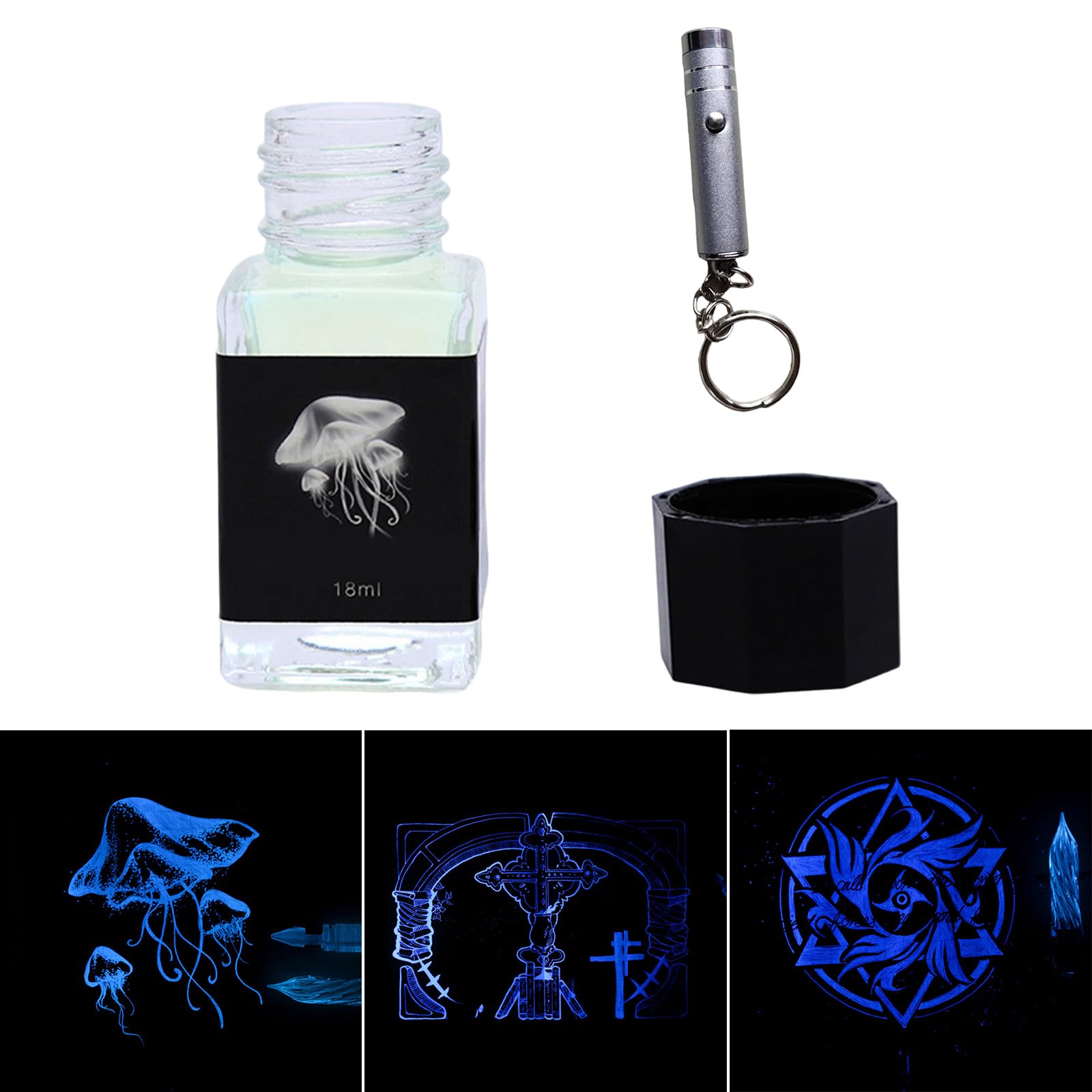 DIIOOMIEEU Invisible Disappearing Inks with Light Invisible Inks Fluorescent Inks Stationery for Fountain Glass Dip Pen