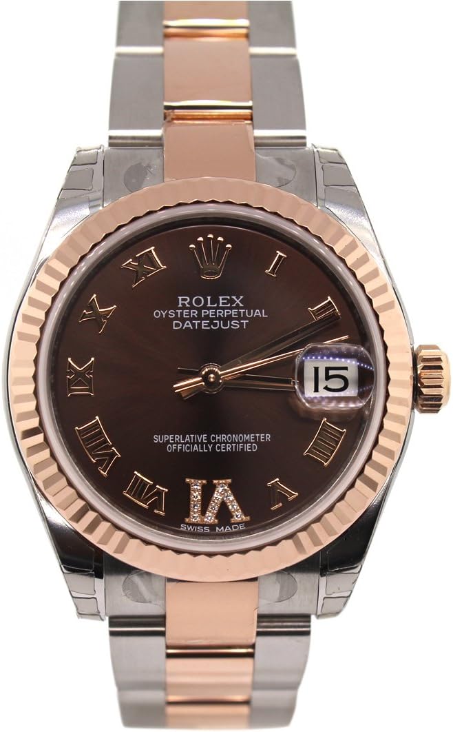 ROLEX Datejust 31 Chocolate Dial Steel and 18K Rose Gold Diamond Ladies Watch 178271