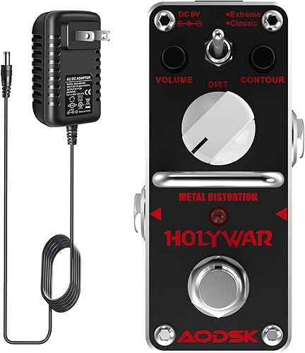 Pedal de efecto de guitarra de distorsión, distorsión de metal, 2 modos clásico, extremo, mini pedal de guitarra eléctrica portátil True Bypass