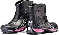 Bota De Pvc Cano Curto Feminina Impermeável Preta Com Rosa Pantaneiro Borracha Motociclista Moto (41/42)