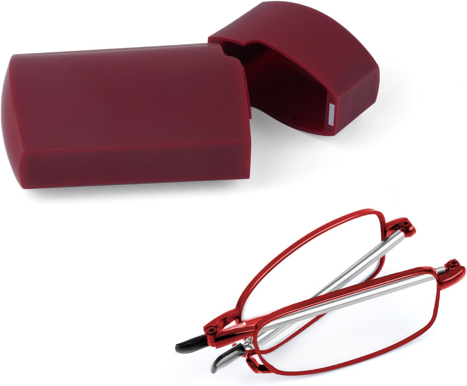 Aolso Foldable Reading Glasses, Blue Light Blocking Glasses, Anti Eyestrain/Glare, Metal Frame Compact Small Portable Glasses with Hard Case, Spring Hinge Readers for Women Men
